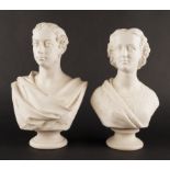 A PAIR OF PARIAN BUSTS OF PRINCE EDWARD AND PRINCESS ALEXANDRA (2)