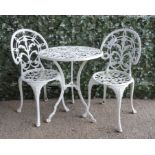 A MODERN WHITE PAINTED ALUMINIUM GARDEN TABLE (3)