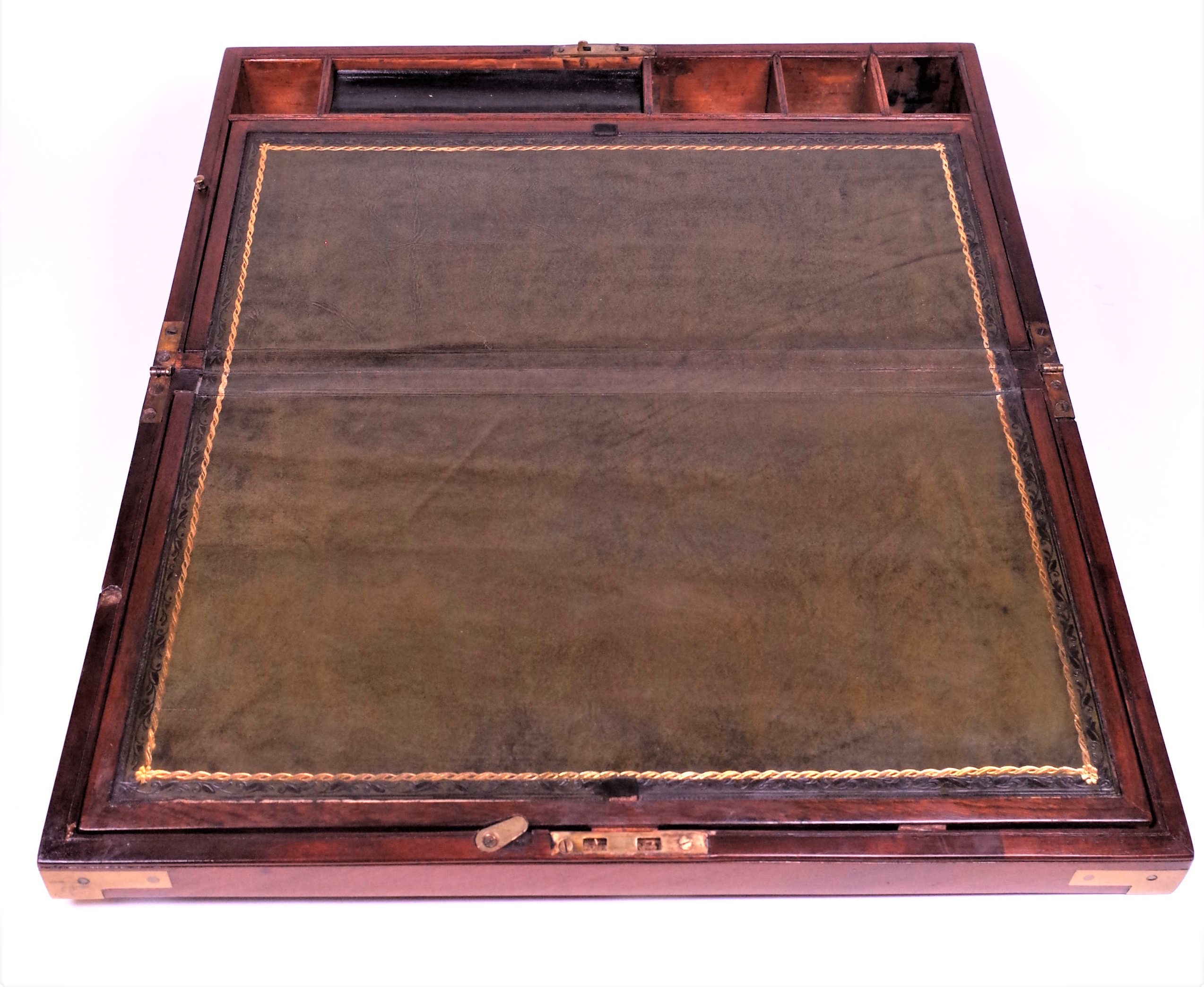 A CAMPAIGN STYLE BRASS BOUND WRITING SLOPE - Image 2 of 2