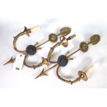 A PAIR OF BRASS TWIN BRANCH WALL LIGHTS (2)