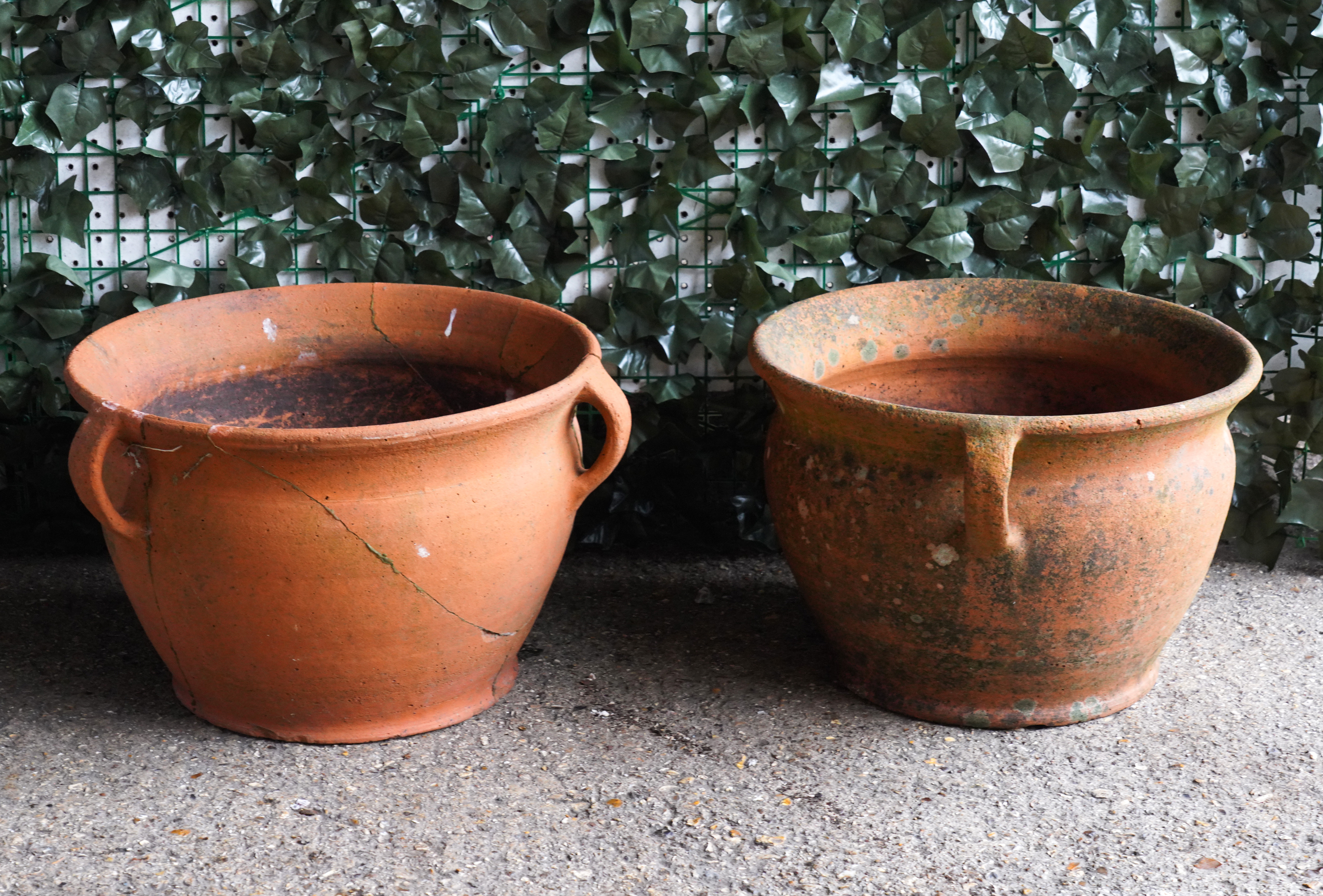 WITHDRAWN A PAIR OF COMPTON STYLE TERRACOTTA PLANTERS