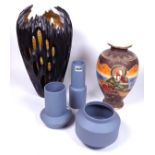 COLLECTABLES, INCLUDING A GROUP OF THREE MODERN POTTERY VASES (QTY)