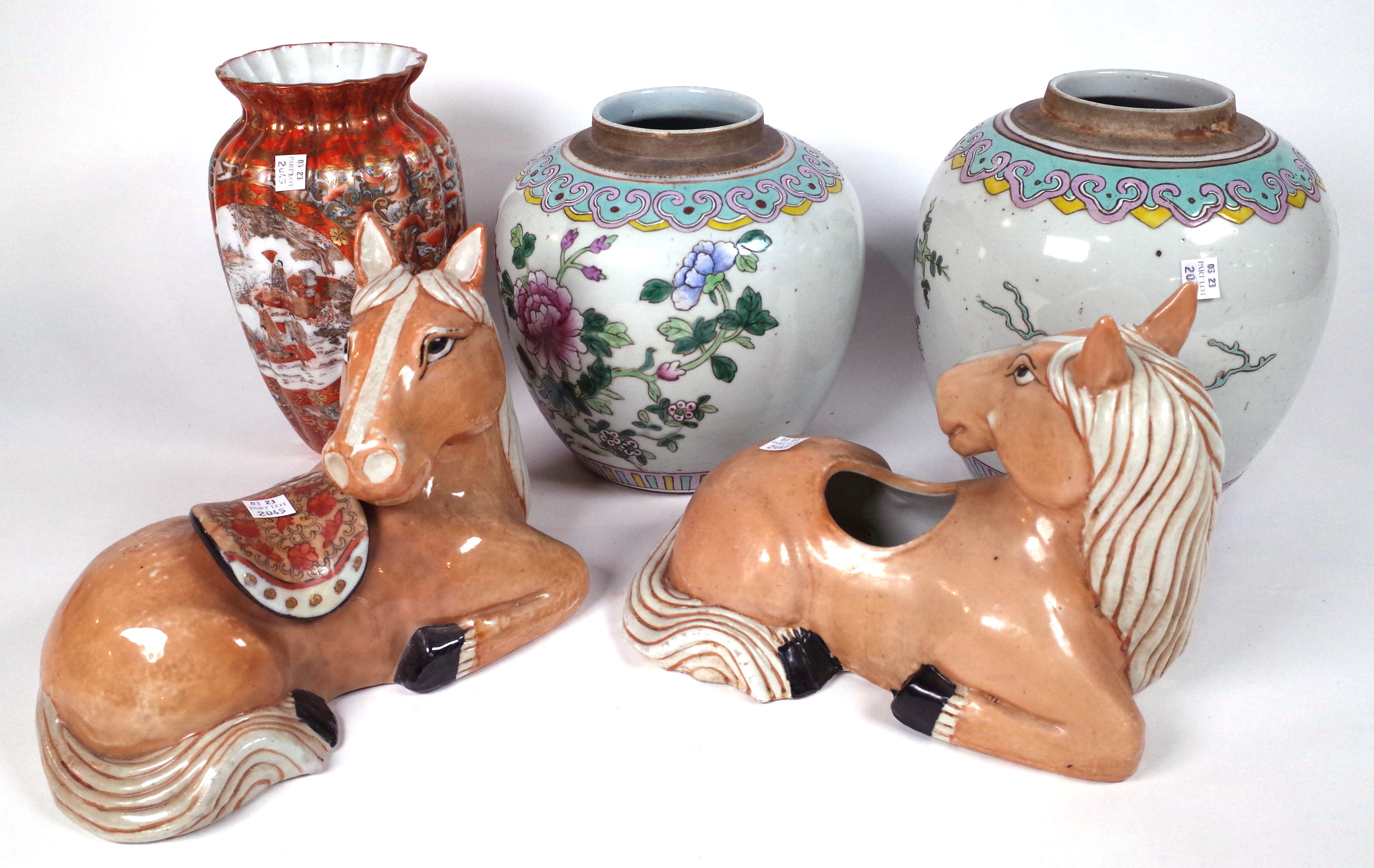 ASIAN CERAMICS, INCLUDING A PAIR OF GINGER JARS (8)