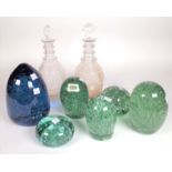 A GROUP OF SIX MODERN COLOURED GLASS PAPERWEIGHTS (8)