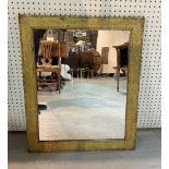 A 19TH CENTURY GILT AND POLYCHROME PAINTED RECTANGULAR MIRROR