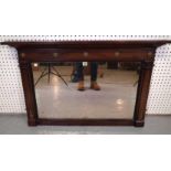 A 19TH CENTURY GILT METAL MOUNTED MAHOGANY OVERMANTEL MIRROR