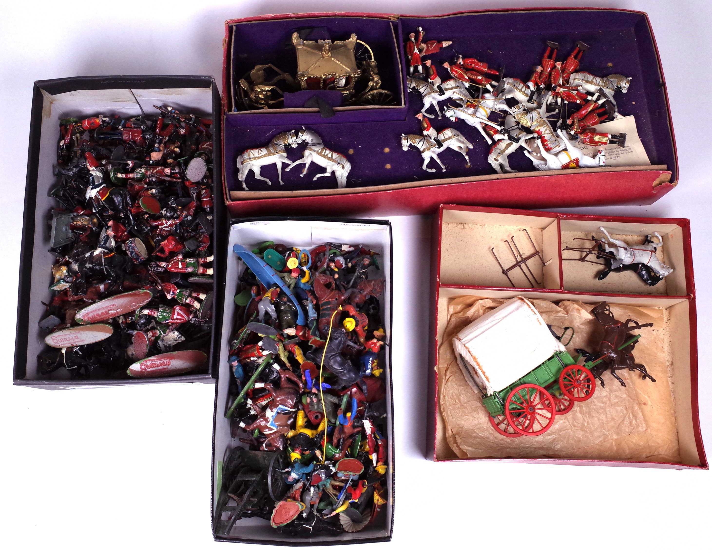 TOYS, A QUANTITY OF BRITAINS LEAD TOY SOLDIERS, A BRITAINS CORONATION COACH SET AND SUNDRY