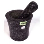 WITHDRAWN A BLACK MARBLE PESTLE AND MORTAR
