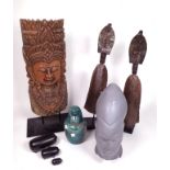 A PAIR OF STYLISED AFRICAN STYLE FIGURES ON STANDS (8)