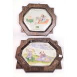 A PAIR OF CHINESE FAMILLE-ROSE OCTAGONAL PLAQUES