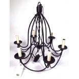 A PAIR OF MODERN WROUGHT IRON CHANDELIERS (2)