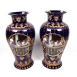 ROYAL LIMOGES, A PAIR OF BALUSTER VASES (2)