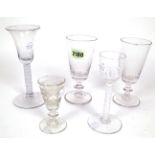 A GROUP OF FIVE DRINKING GLASSES