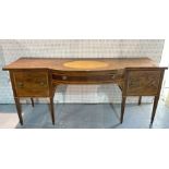 A GEORGE III INLAID MAHOGANY BREAK BOWFRONT SIDEBOARD