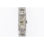 A WHITE GOLD AND DIAMOND SET LADY'S BRACELET WRISTWATCH