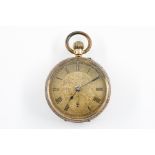 A LADY'S GOLD CASED, KEYLESS WIND OPENFACED FOB WATCH