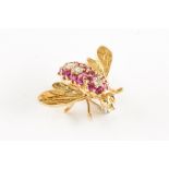 A RUBY AND DIAMOND INSECT BROOCH