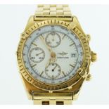 A BREITLING 18CT GOLD AUTOMATIC CHRONOMAT BRACELET WRISTWATCH