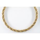 A BI-COLOURED 18CT GOLD ROPE NECKLACE