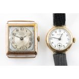 TWO 9CT GOLD CASED WRISTWATCHES (2)