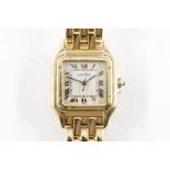 AN 18CT GOLD CARTIER PANTHERE MID SIZE BRACELET WRISTWATCH