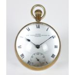 A SWISS BRASS AND GLASS BALL DESK WATCH