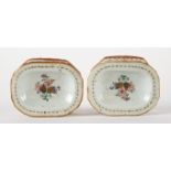 A PAIR OF CHINESE FAMILLE-ROSE OCTAGONAL TRENCHER SALTS (2)