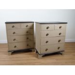 A PAIR OF PAINTED FIVE DRAWER CHEST OF DRAWERS (2)