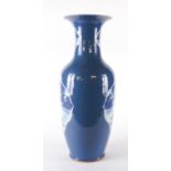 A TALL CHINESE BLUE-GROUND BALUSTER VASE
