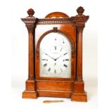 A LARGE LATE VICTORIAN OAK QUARTER CHIMING and REPEATING BRACKET CLOCK