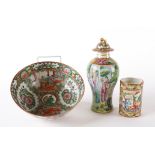 A SMALL GROUP OF CANTON FAMILLE-ROSE PORCELAINS