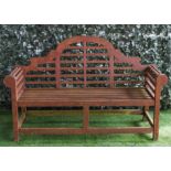 A LUTYENS HARDWOOD GARDEN BENCH