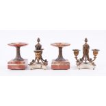 A PAIR OF FRENCH GILT-METAL AND ALABASTER CANDELABRA AND A PAIR OF TAZZE (4)