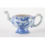AN UNUSUAL CHINESE BLUE AND WHITE TEAPOT