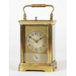 A FRENCH BRASS PETITE SONNERIE REPEATING CARRIAGE CLOCK