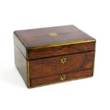G LAWRENCE, 9 NEW BOND STREET; A MID 19TH CENTURY LACQUERED BRASS BOUND ROSEWOOD TRAVELLING...