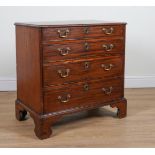 A MID 18TH CENTURY MAHOGANY CHEST OF FOUR LONG GRADUATED DRAWERS