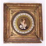 A FRENCH EMPIRE STYLE PARIS PORCELAIN PORTRAIT PLAQUE PROBABLY DEPICTING JOSEPHINE BONAPART