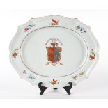 A LARGE CHINESE EXPORT ARMORIAL SILVER-SHAPED DISH