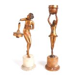 AN ART DECO STYLE GILT-METAL FIGURAL TABLE LAMP MODELLED AS A DANCER (2)