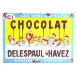 CHOCOLAT DELESPAUL HAVAZ, A MID 20TH CENTURY ENAMEL SIGN