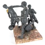 PEDRO RIGUAL (SPANISH, 1863-1917); A GROUP OF ZINC ALLOY FOOTBALL PLAYERS TITLED ‘UN MATCH...