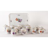 A SET OF TWELVE ROYAL COPENHAGEN PORCELAIN CUSTARD CUPS AND COVERS AND A TRAY (25)