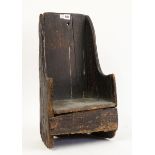 A 19TH CENTURY PAINTED PINE CHILD'S ROCKING LAMBING CHAIR