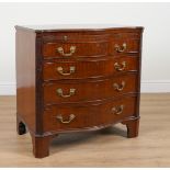 A GEORGE III STYLE MAHOGANY SERPENTINE FOUR DRAWER CHEST