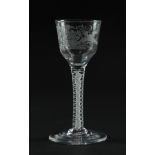 AN ENGRAVED OPAQUE TWIST WINE GLASS