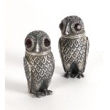 A PAIR OF OWL CONDIMENTS (2)