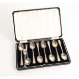 A SET OF EIGHT SILVER COFFEE SPOONS AND A VICTORIAN SILVER MUSTARD SPOON (2)