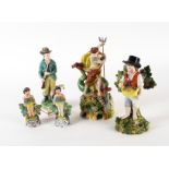 A GROUP OF FIVE STAFFORDSHIRE PEARLWARE FIGURES