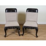 RALPH LAUREN: A PAIR OF CARVED AND EBONISED SIDE CHAIRS (2)